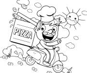Coloriage Livreur de pizza de dessin animé