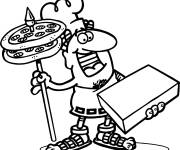 Coloriage Livreur de Pizza rigolo