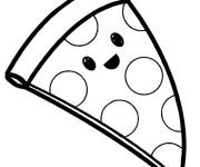 Coloriage Morceau de pizza kawaii rigolote