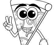 Coloriage Personnage pi&egrave;ce de pizza rigolo