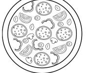 Coloriage Pizza aux peppéronis, tomates, poivrons et champignons