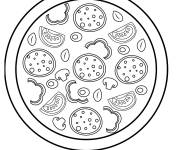Coloriage Pizza aux pepp&eacute;ronis, tomates, poivrons et champignons