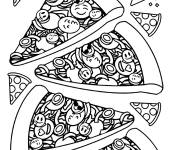 Coloriage Pizza avec garniture en émoticons