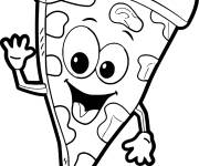 Coloriage Pizza avec un visage souriant