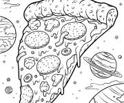 Coloriage Pizza dans l'espace 