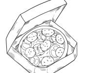 Coloriage Pizza dans une bo&icirc;te en couleur