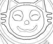 Coloriage Pizza en forme de chat souriant