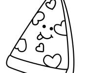 Coloriage Pizza en garniture de c&oelig;ur