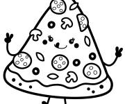 Coloriage Pizza heureuse kawaii