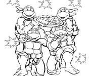 Coloriage Pizza, nourriture principale des Tortues Ninja