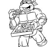 Coloriage Tortue Ninja adore manger le pizza