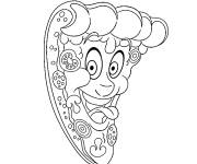 Coloriage Tranche de pizza au pepperoni avec visage rigolo