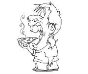 Coloriage Tranche de pizza dans la bouche
