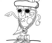 Coloriage Tranche de pizza en dansant