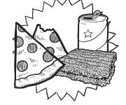 Coloriage Tranche de pizza et le fast food
