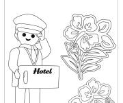 Coloriage Agent Playmobil de l'h&ocirc;tel