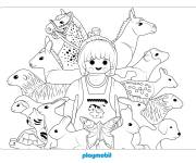 Coloriage Animaux autour d'ne v&eacute;t&eacute;rinaire Playmobil