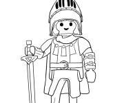 Coloriage Chevalier arm&eacute; tenant un &eacute;p&eacute;e de Playmobil