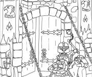 Coloriage Chevalier courageux devant le palais de la princesse