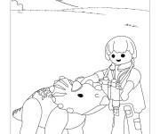 Coloriage Enfant et un dino Playmobil