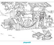 Coloriage Fermier Playmobil avec son cheval