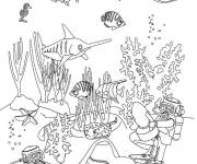 Coloriage Fond marin et animaux maritimes Playmobil
