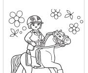 Coloriage Gar&ccedil;on chauvechant un cheval Playmobil