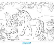 Coloriage Image de licorne et f&eacute;e Playmobil