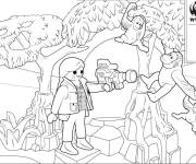 Coloriage Jeune fille de Playmobil et la vie des singes