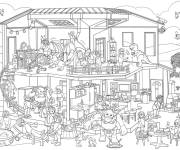 Coloriage La grande maison de Playmobil ou on trouve tous les personnages