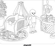 Coloriage La m&egrave;re et son nouveau n&eacute;e Playmobil