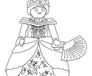 Coloriage La reine avec un &eacute;ventail de Playmobil