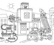 Coloriage Les pompiers courageux de Playmobil