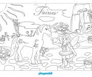 Coloriage Pays des licornes et de f&eacute;es Playmobil