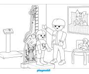 Coloriage P&eacute;diatre et enfant de Playmobil malade