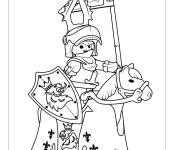 Coloriage Playmobil Chevalier et cheval
