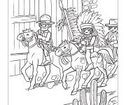 Coloriage Playmobil cowboys et indiens