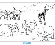 Coloriage Playmobil les animaux de la savane