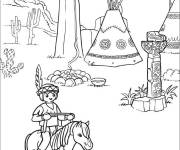 Coloriage Village des indiens de Playmobil