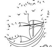 Coloriage et dessins gratuit Bateau de pirate points a relier à imprimer