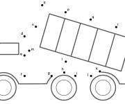 Coloriage Camion avec points d'alphabète a relier