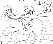 Coloriage et dessins gratuit Cheval points &agrave; relier à imprimer