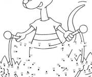 Coloriage Kangourou sportif points &agrave; relier