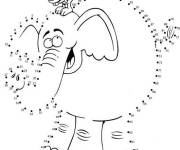 Coloriage L'&eacute;l&eacute;phant avec le souris points &agrave; relier