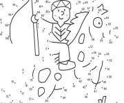 Coloriage L'Hero sur son cheval points &agrave; relier 