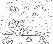 Coloriage L'hiver points &agrave; relier