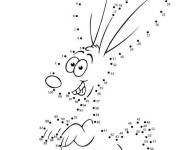 Coloriage Lapin amusant points &agrave; relier