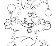 Coloriage Lapin jongleur points &agrave; relier