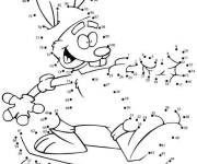 Coloriage Lapin sur skateboard points &agrave; relier