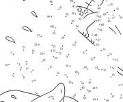 Coloriage Le surfeur et le requin points &agrave; relier